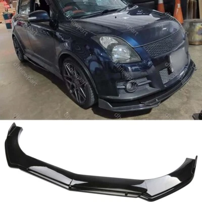 Front Bumper Lip Splitter Spoiler Chin Body Kit Glossy Black For Suzuki Swift K+ - Image 1 of 4