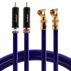 Pair RCA Audio Interconnect Cable with 90 Degree Right Angled Plug - Picture 1 of 8