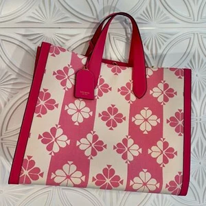 Kate Spade Flower Two-Tone Canvas Manhattan Large Tote - Picture 1 of 6