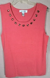 Rafael Women Pink Tank Top Large Pink Rhinestones Sz XL New With Tags Retail $49 - Picture 1 of 13