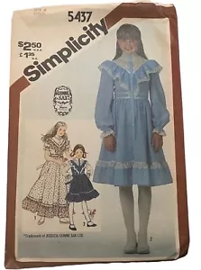 Vintage Simplicity Gunne Sax Pattern 5437 Girls Dress Prairie 1980s - Picture 1 of 6
