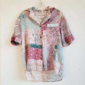 Camicia casual Johnny Was XS Ramie cotone Marsiglia giardino resort bottoni davanti - Foto 1 di 7