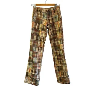 Women's Chor 100% Cotton Y2K Vtg Madras Straight Leg Plaid Pants Size 1 - Picture 1 of 9