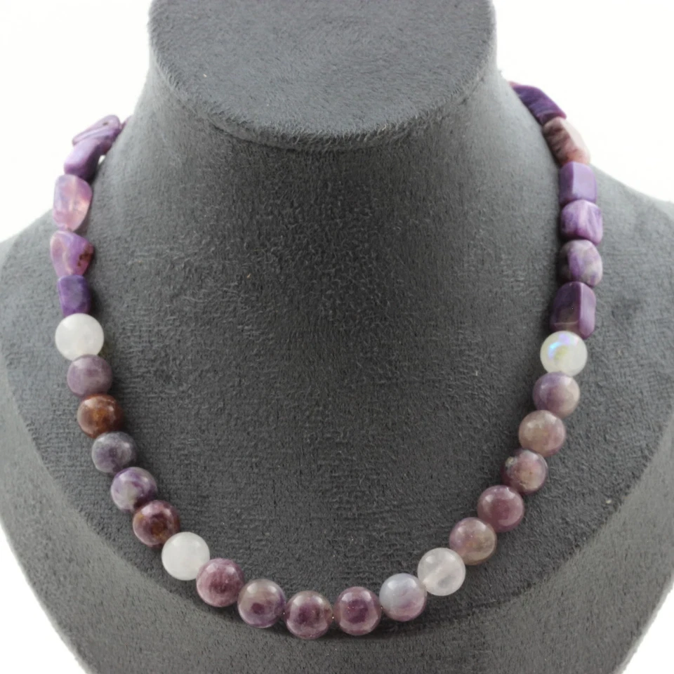 Steine Und Minéraux. Halskette Perlen Charoit Aus Russland + Mond + Glimmer - Bild 1 von 4