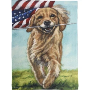 ¡NUEVO!~BANDERA DE JARDÍN~Perro Patriótico~Americana~Poliéster~Doble Cara~12" x 18" - Imagen 1 de 2