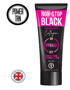 Power Tan Non-Stop Black Collagen Hybrid UV Sunbed Tanning Accelerator 250ml - Picture 1 of 5