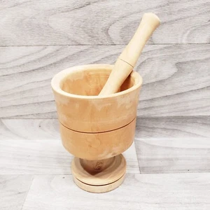 Wood Mortar Pestle Set Herbs Kitchen Farm Harvest - Picture 1 of 6
