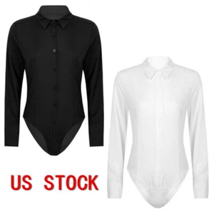Damen Button Down Shirts Büro Arbeitskleidung Turnanzug Tops Blusen Bodys - Bild 1 von 24