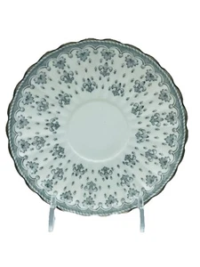 VTG Spode Fleur de Lys Grey Saucer Only Platinum England Bone China Gray - Picture 1 of 3