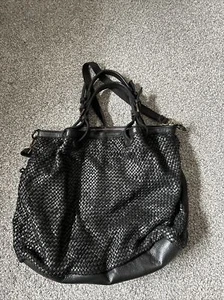 Tasche Leder Schwarz Flechtoptik Vera Pelle - Picture 1 of 2