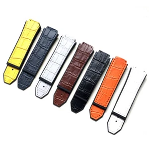 25 mm - 19 Bambú Cuero Becerro Correa de Banda de Reloj para Reloj HU HB - Imagen 1 de 17
