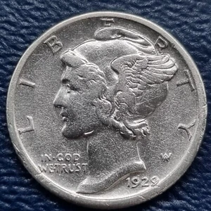 1929 S Mercury Dime 10c Higher Grade AU Details #70937 - Picture 1 of 2