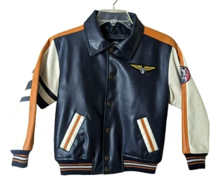 Vintage Weatherproof Kids Flying America Bomber Jacket Size 7 XL Faux Leather - Picture 1 of 15