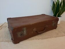 Vintage retro Brown full size Suitcase Travel Case Storage 20s 30s old prop TV!!