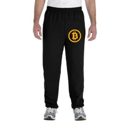 Pantalones deportivos unisex con estampado de criptomonedas con logotipo de Bitcoin símbolo criptográfico parte inferior cerrada Foto 1 de 4