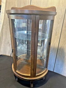 Curved Glass, Wood Mini Curio Cabinet for Collectibles 23" Tall - Picture 1 of 4