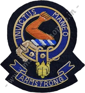 PARCHE BORDADO A MANO INSIGNIA DE CLAN ESCOCÉS - ARMSTRONG - Imagen 1 de 1
