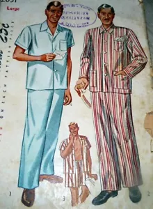 *PIGIAMA UOMO VINTAGE anni 40 modello da cucire GRANDE petto 42-44 FF - Foto 1 di 1
