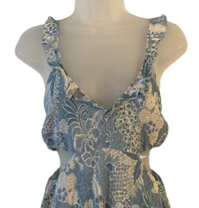 Vestido Abercrombie & Fitch Pequeño Recorte Lados Volantes Azul Floral Y2K Años 90 Hada - Imagen 1 de 16