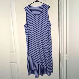 Soft Surroundings Kleid Pima Baumwolle lang Maxi blau gestreift Gr. 1x - Bild 1 von 8