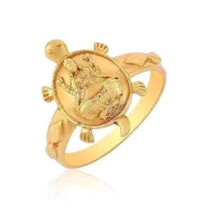 Brass Gold Plated Tortoise Turtle Lakshmiji/Laxmi Finger Ring For Men Women . - Picture 1 of 4