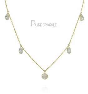 Collar colgante con elemento de pera ovalado disco de oro 14 K 0,40 quilates - Imagen 1 de 4