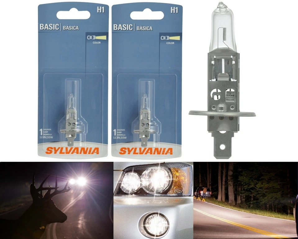 Sylvania Basic H1 55W Dos Bombillas Cabeza Halógena Luz Luz Luz Alta Lámpara de Repuesto OE Foto 1 de 4