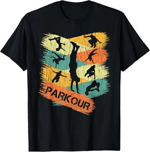 Retro Parkour Shirt for Boys Silhouette Vintage Free Running Gift Unisex T-Shirt - Picture 1 of 4