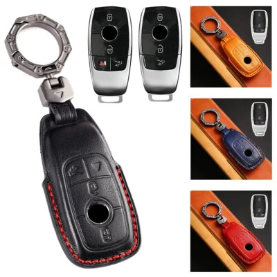 Anillo llavero cubierta remota de cuero premium para Mercedes-Benz E C GLC S GLS CLS G Foto 1 de 4