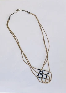 Vintage Sterling Silver NAVAJO Onyx Multi Strands Liquid Woven Necklace - Bild 1 von 13