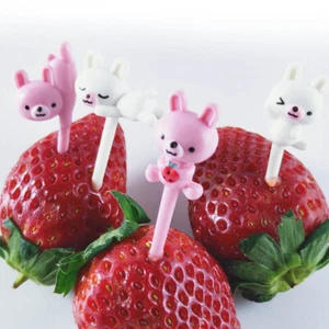8Pcs Mini Kids Animal Fruit Fork Cartoon Snack Cake Dessert Food Fruit Toothpick - Picture 1 of 6
