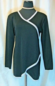 EUC Misook S Black Stone Trim Wrinkle Resistant Bias Cut Knit Tunic Blouse - Picture 1 of 4
