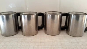 Set 4 Tazzine Caffè Acciaio Inox 18-8 Casa Campeggio Viaggio Esterno EUC - Foto 1 di 8