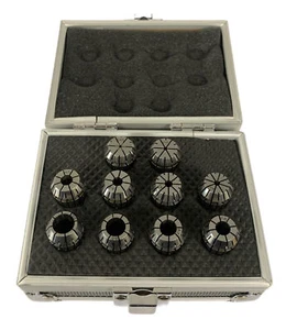 SET OF ER16 COLLETS 10PC 1-10MM CAPACITY IN STORAGE BOX RDGTOOLS - Picture 1 of 2