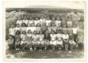 Vintage Old 1945 Class Photo McKinley School Fresno Hispanic White Asian NAMES - Picture 1 of 2