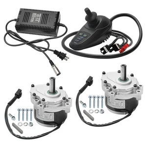 2X 24V 250W Elektromotor Gebürstet Niedrige Geschwindigkeit Hohes Drehmoment + Joystick für Rollstuhl - Bild 1 von 13