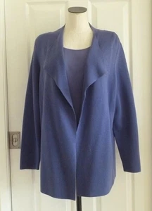 2 Stck. Eileen Fisher Iris Seide Georgette Tank + Seide/Baumwolle Strick offene Jacke 1X $ 576 - Bild 1 von 15