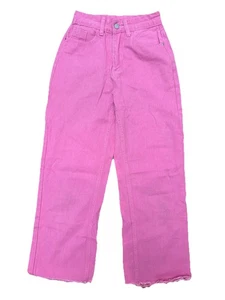Shein Damen 100% Baumwolle High Wide Leg ausgefranster Saum Denim Jeans Petite XXS - Bild 1 von 2