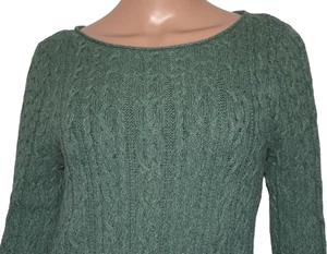 LAUREN RALPH LAUREN Pullover Zopfmuster Baumwolle grün U-Boot-Ausschnitt Größe M - Bild 1 von 6