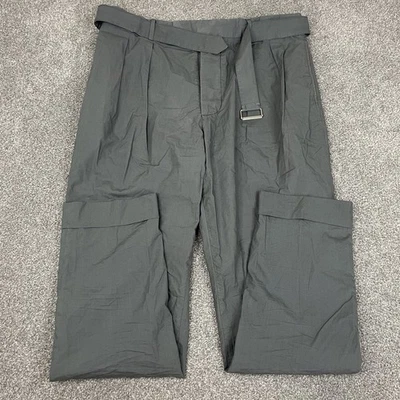 Officine Generale Pants Men 50 (34x30) Pierre Cropped Khaki Cotton Twill Pleated - Image 1 of 4