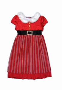 Girl's Crushed Holiday Red Velour Santa Mrs. Claus Christmas Nightgown, Gown - Picture 1 of 6