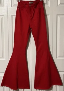 Judy Blue Super Flare High Rise Raw Hem Bell Bottom Red Jeans Gr. 5/27 (26x35) - Bild 1 von 12