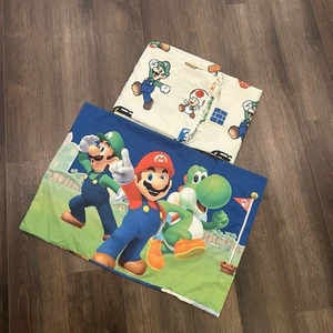 Sábana plana Nintendo Super Mario Twin con funda de almohada a juego súper suave - Imagen 1 de 8