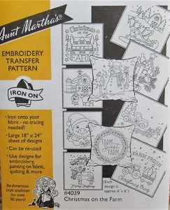 NEW Aunt Martha's 4039 CHRISTMAS ON THE FARM Holiday Embroidery Transfer Pattern - Picture 1 of 1