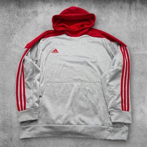 Adidas grau rot Pullover Hoodie Y2K Mock Neck Herren Gr. 2XL Fußball Athleisure - Bild 1 von 3