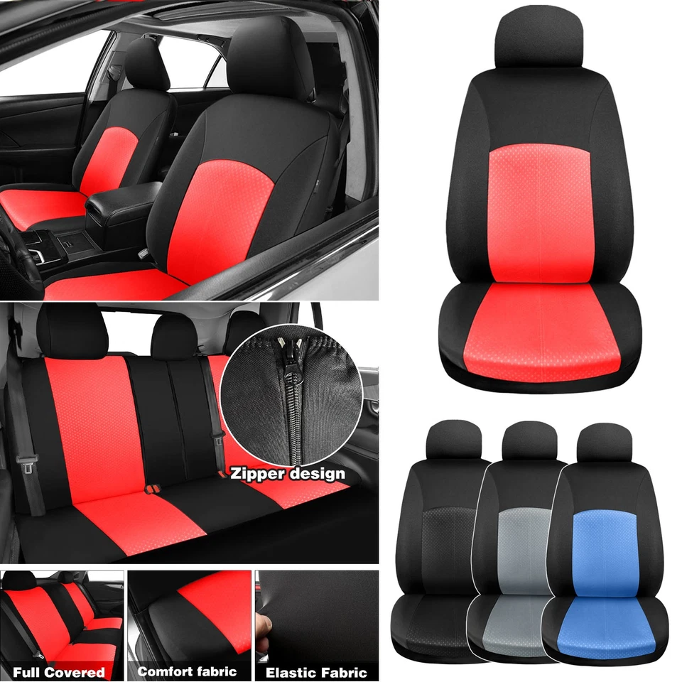 For Volkswagen Car 5 Seat Covers Full Set Cloth Front + Rear Cushion With Zipper Foto 1 de 4