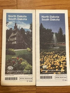 1 Of 2 Vtg North And South Dakota Map AAA Road Tour Map Vtg 1993 1995 Free Ship - Picture 1 of 1