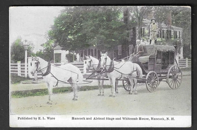 Hancock, NH, circa 1910, Hancock and Alstead Stage and Whitcomb House postcard - Image 1 of 3