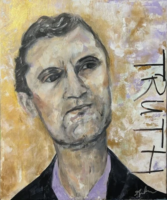 Retrato de Charlie Kirk pintura realismo abstracto único en su clase medios mixtos sobre lienzo Foto 1 de 4