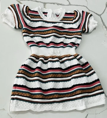 Vestido Suéter Janie and Jack Colecciones 3 Marfil Rayas Manga Abullonada $64 Foto 1 de 3